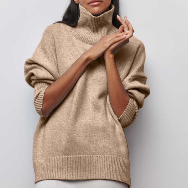 Rollkragenpullover für Damen mit lässiger Passform