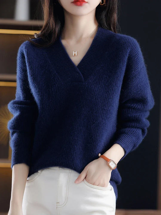 Bastet | Bequemer V-Ausschnitt Strickpullover für Damen