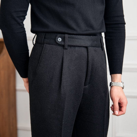 Schwarze Hose mit Fischgrätenmuster für Damen