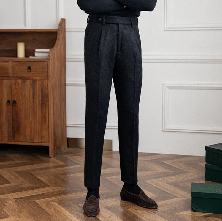 Schwarze Hose mit Fischgrätenmuster für Damen