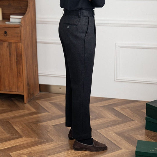 Schwarze Hose mit Fischgrätenmuster für Damen