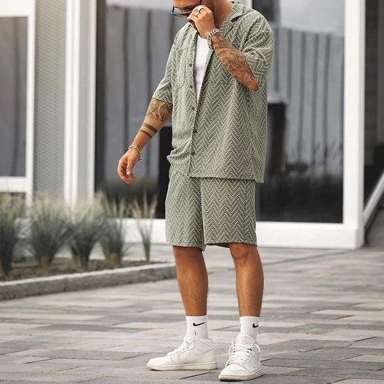 Stilvolle Sommer Set mit Kurzarmhemd und Shorts für Herren