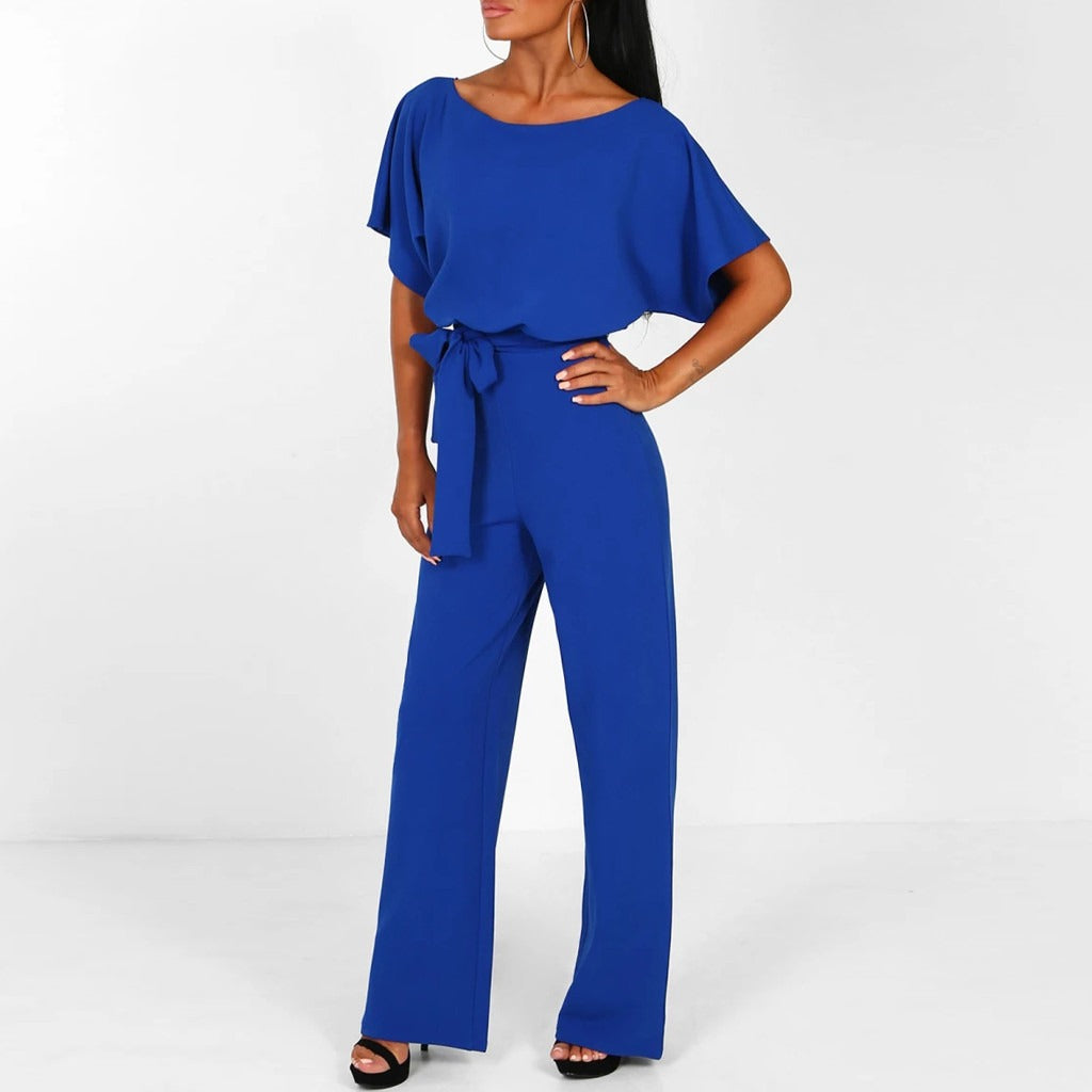 Stilvolle Jumpsuit mit weitem Bein und Schnürung für Damen