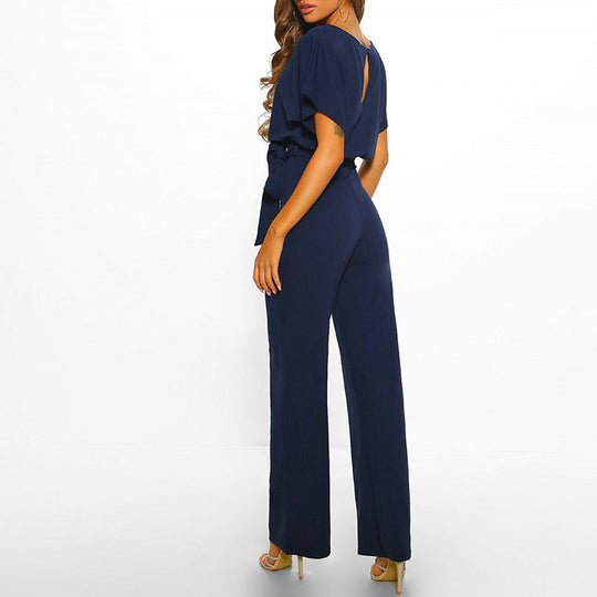 Stilvolle Jumpsuit mit weitem Bein und Schnürung für Damen