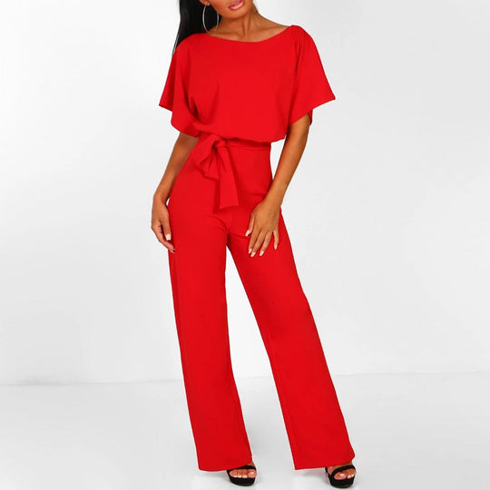 Stilvolle Jumpsuit mit weitem Bein und Schnürung für Damen