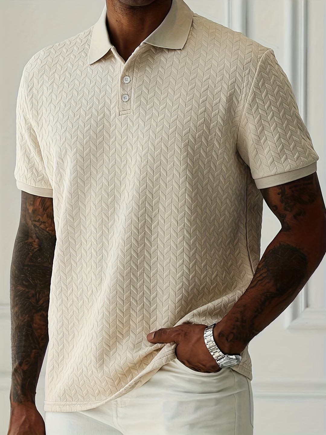 Stilvolles Henley Hemd mit kurzer Arm für Herren