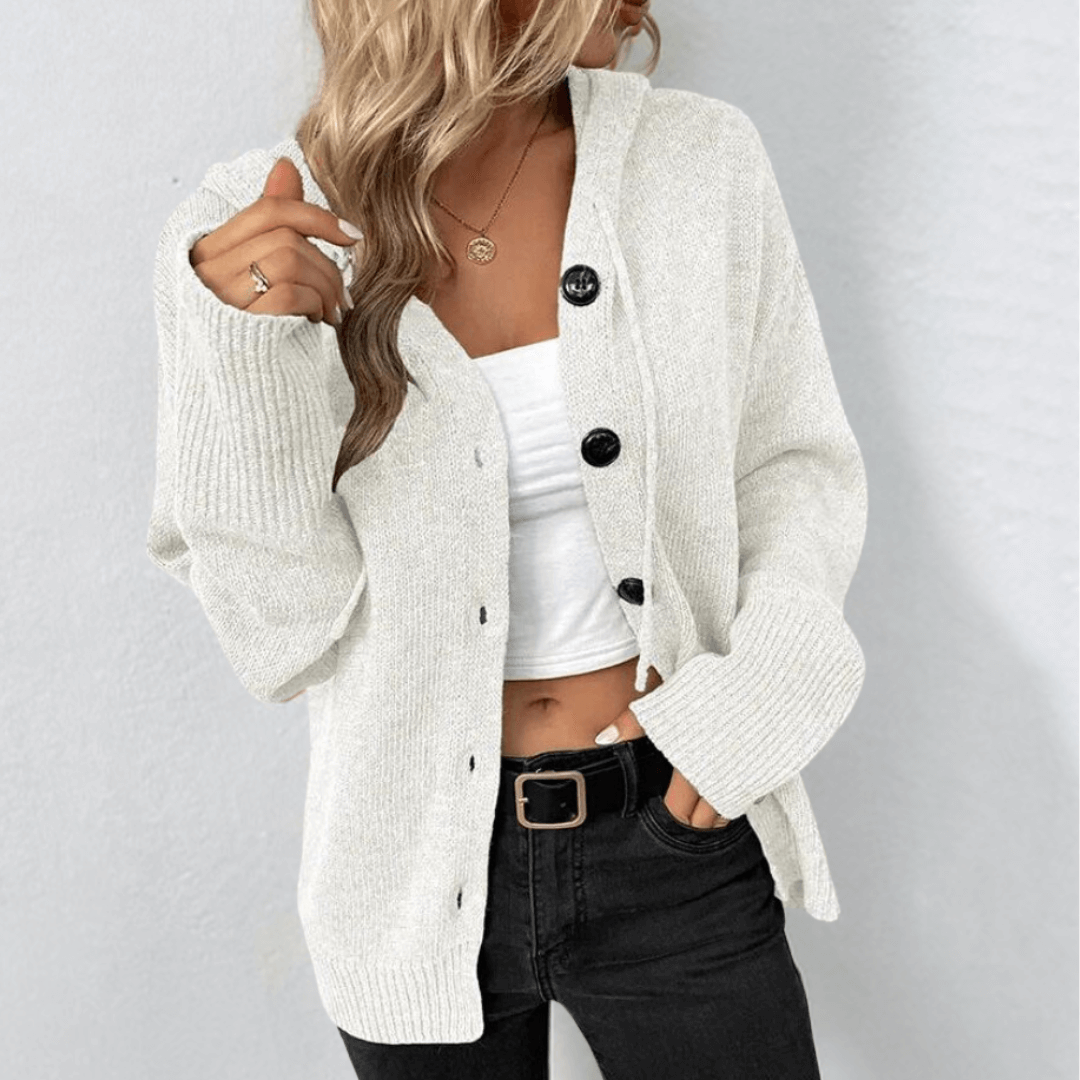 Strickjacke für Damen mit Knopf für kalte Tage