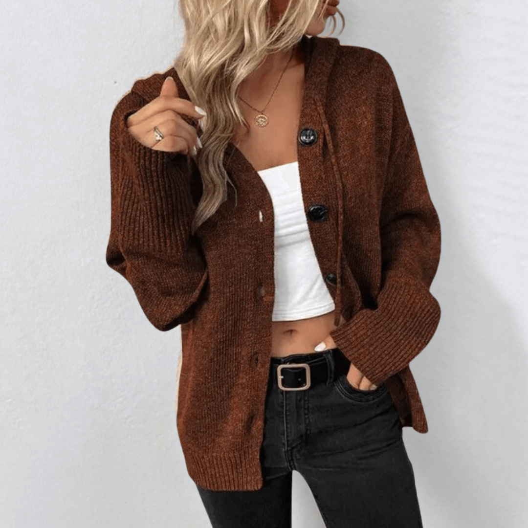 Strickjacke für Damen mit Knopf für kalte Tage