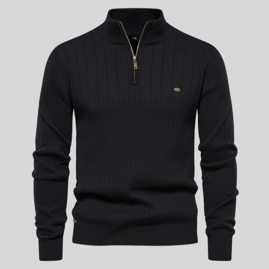 Strickpullover mit halbem Reißverschluss für Herren