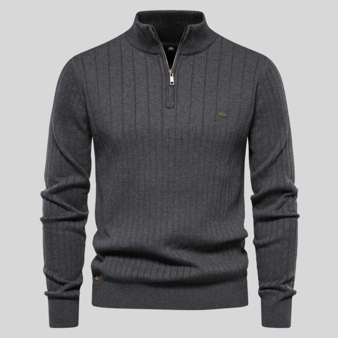Strickpullover mit halbem Reißverschluss für Herren