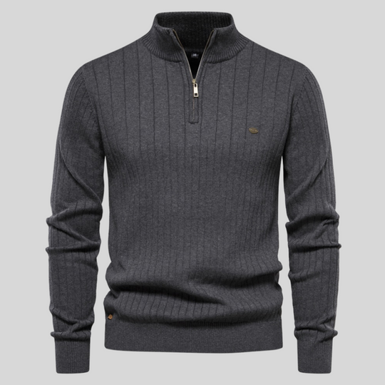 Strickpullover mit halbem Reißverschluss für Herren