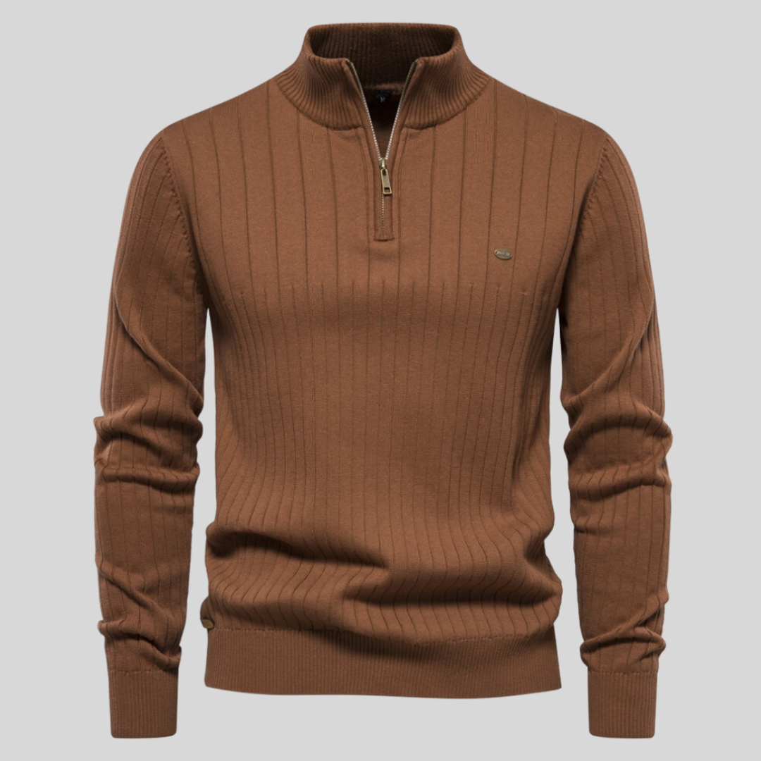 Strickpullover mit halbem Reißverschluss für Herren