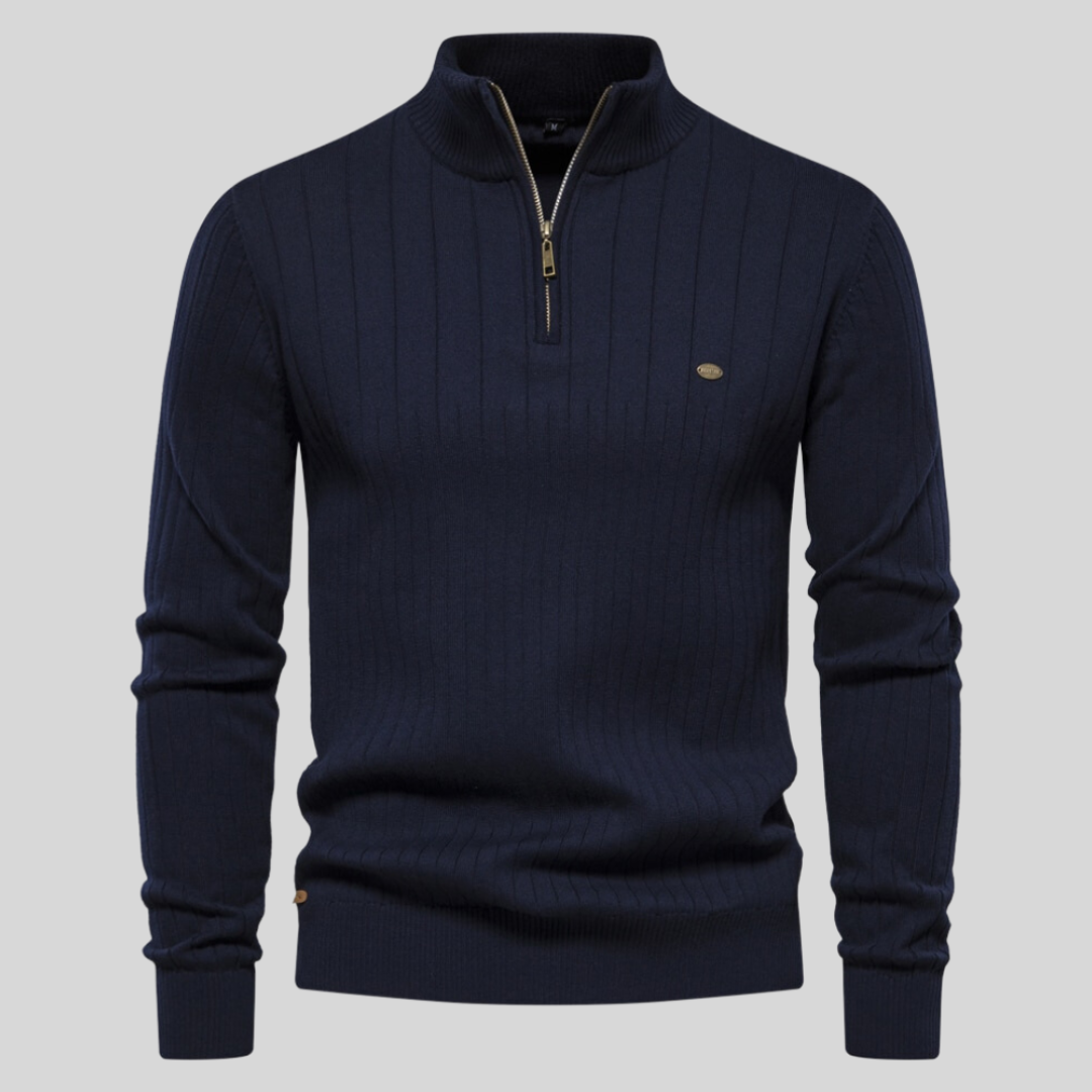 Strickpullover mit halbem Reißverschluss für Herren