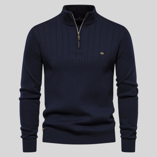 Strickpullover mit halbem Reißverschluss für Herren