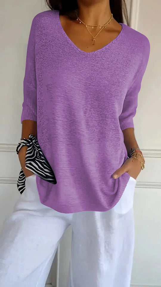 Stricktop Damen V-Ausschnitt Bequemes Oberteil für Damen Atmungsaktives Oberteil für Vielseitige Outfits