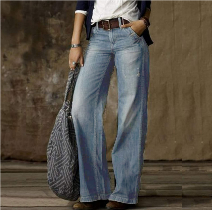 Stylische Stoffhose mit Modernem Jeans Design für Damen