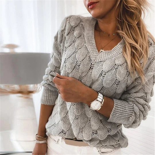 V-Ausschnitt Damenpullover Gestrickt für Damen