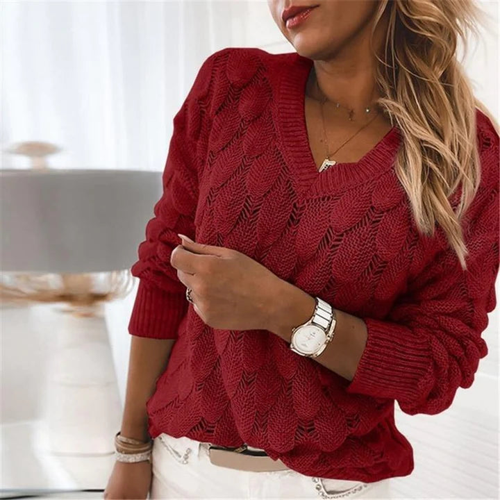 V-Ausschnitt Damenpullover Gestrickt für Damen