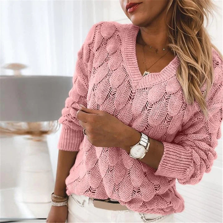 V-Ausschnitt Damenpullover Gestrickt für Damen