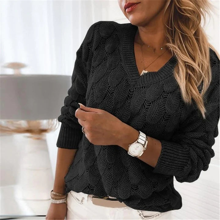 V-Ausschnitt Damenpullover Gestrickt für Damen