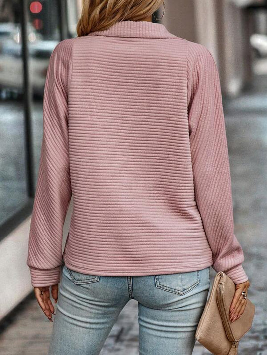 V-Ausschnitt Jumper mit halbem Reißverschluss für Frauen