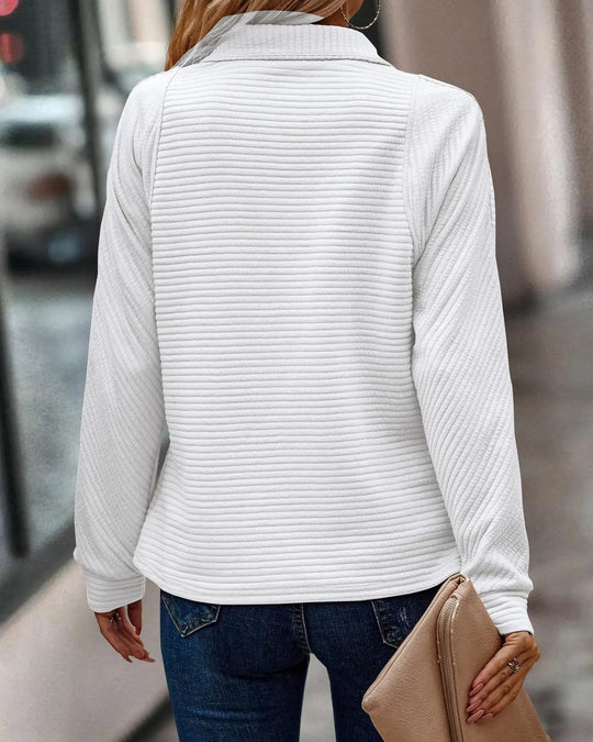 V-Ausschnitt Jumper mit halbem Reißverschluss für Frauen