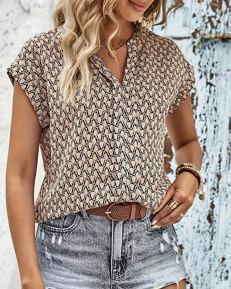 V-Neck Bluse für Damen mit Kurzarm