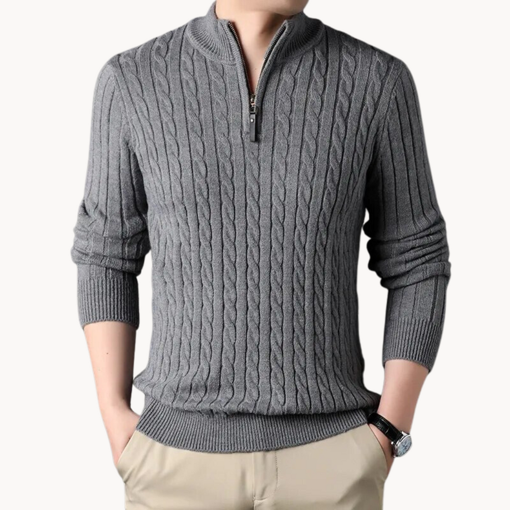 Viertelzip Pullover für Herren mit langen Ärmeln