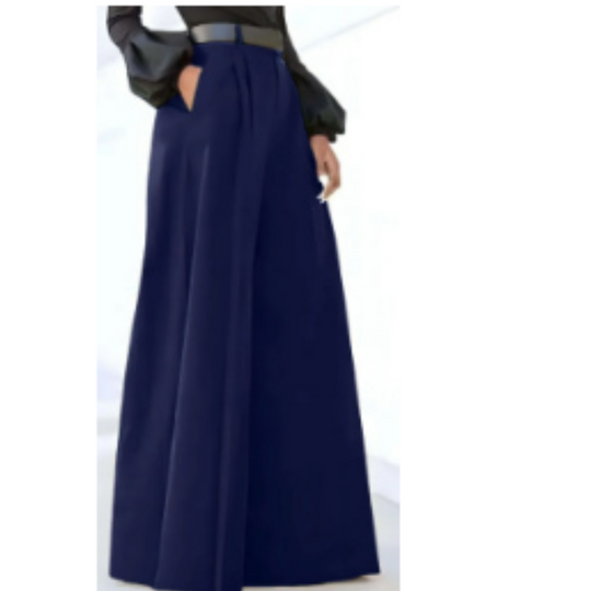 Weite Bein hoch taillierte Hose aus hochwertigem Stoff für Damen