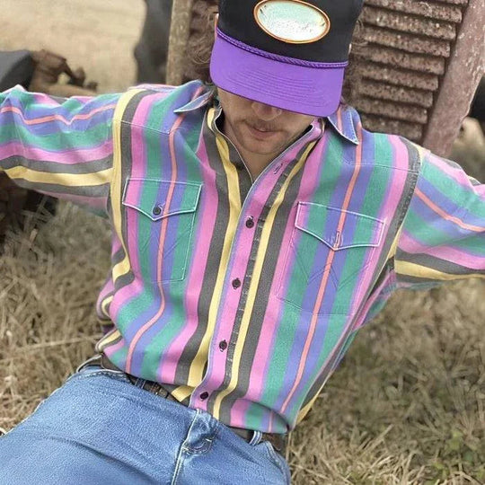 Westernhemd mit Retro-Streifen für Herren
