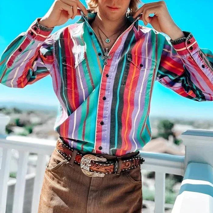 Westernhemd mit Retro-Streifen für Herren