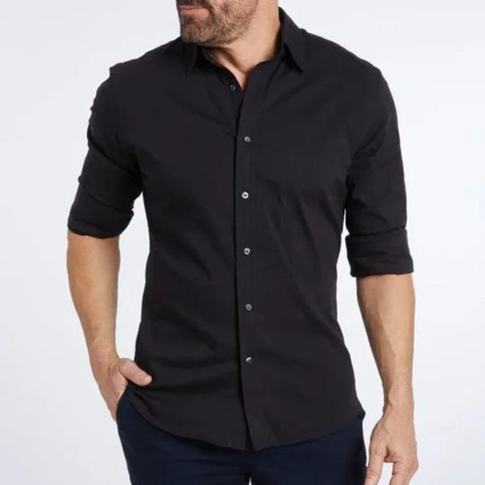Zip-up Hemd für Herren mit knitterfreiem Stoff