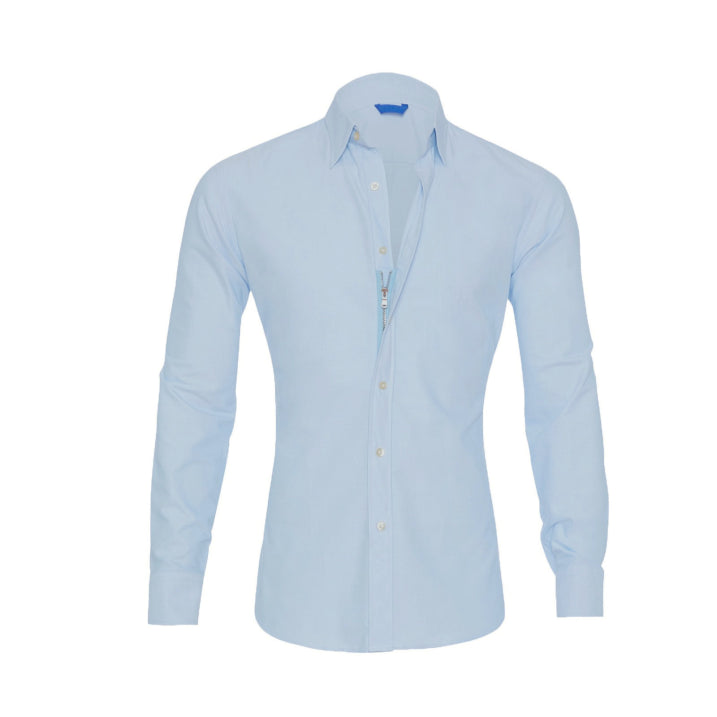 Zip-up Hemd für Herren mit knitterfreiem Stoff