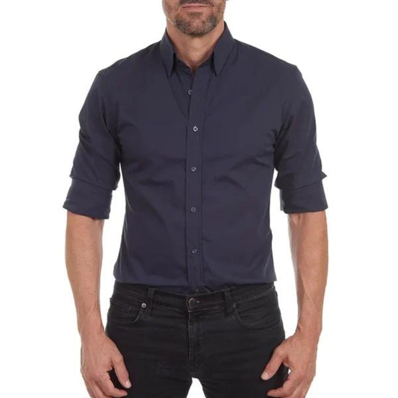 Zip-up Hemd für Herren mit knitterfreiem Stoff