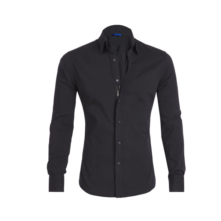 Zip-up Hemd für Herren mit knitterfreiem Stoff