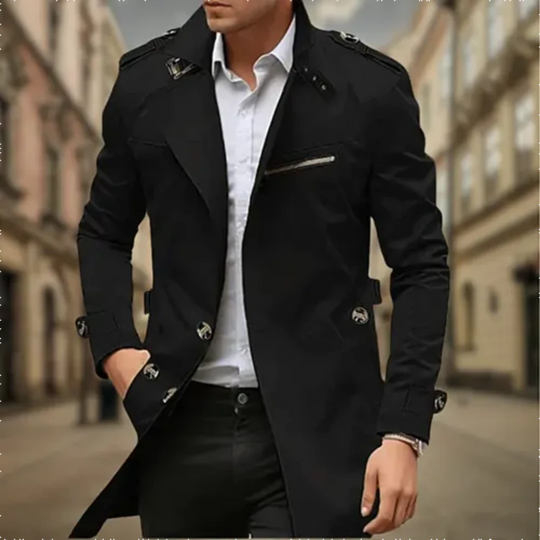 Zweireihiger Trenchcoat Hochwertiges Material für Herren