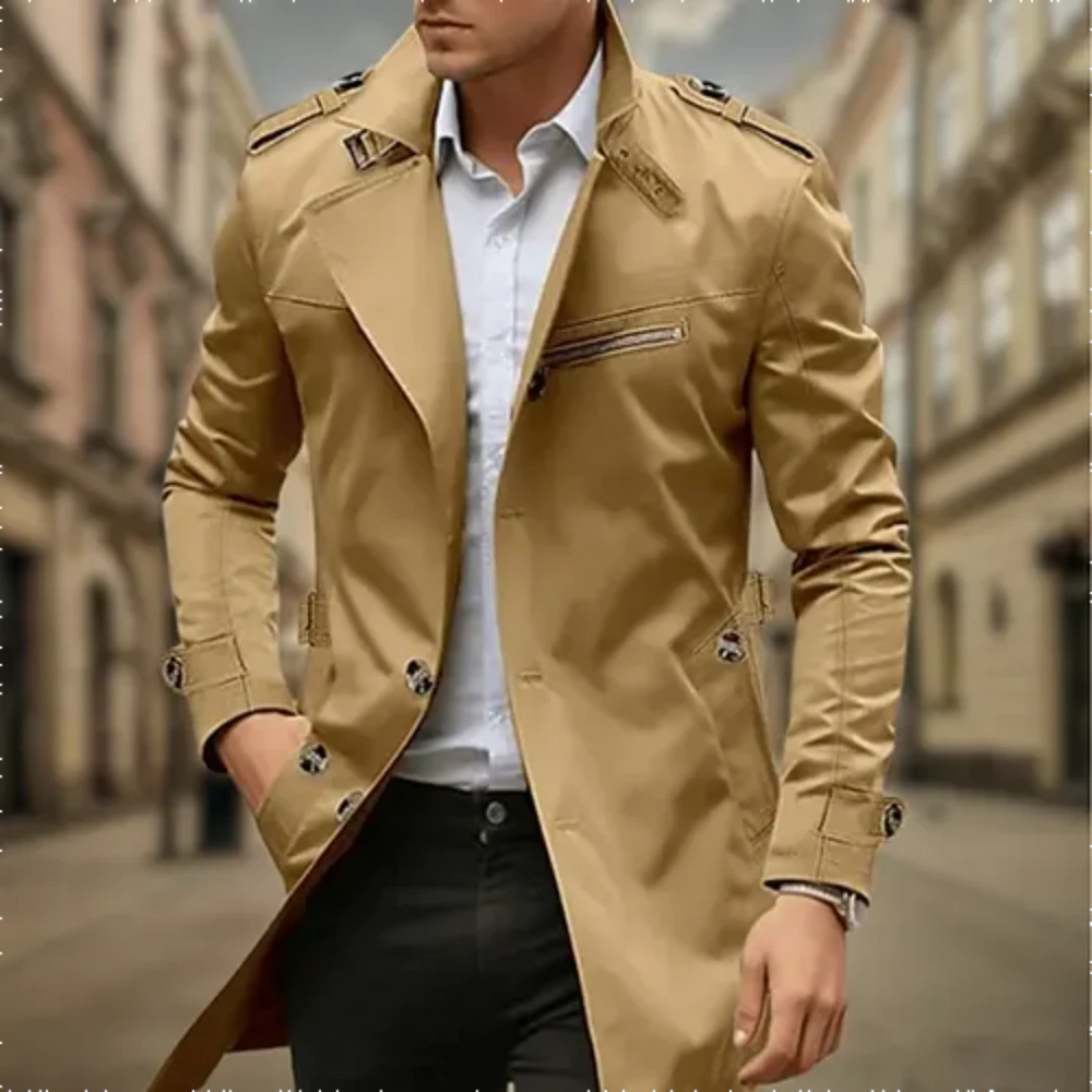 Zweireihiger Trenchcoat Hochwertiges Material für Herren