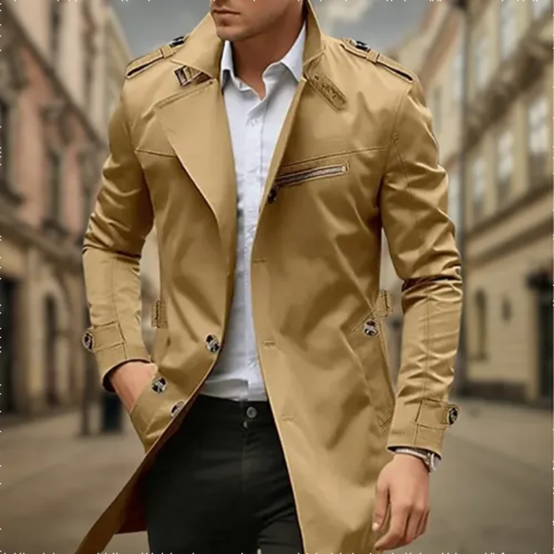 Zweireihiger Trenchcoat Hochwertiges Material für Herren