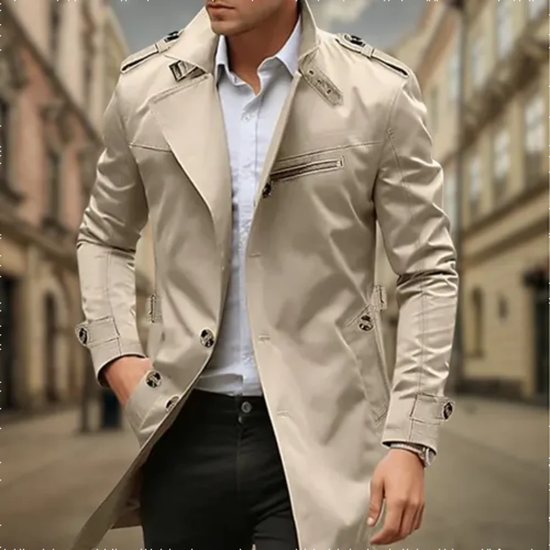 Zweireihiger Trenchcoat Hochwertiges Material für Herren