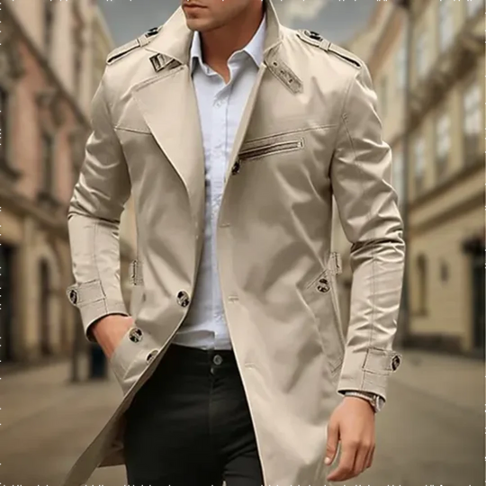 Zweireihiger Trenchcoat Hochwertiges Material für Herren