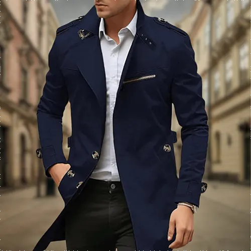 Zweireihiger Trenchcoat Hochwertiges Material für Herren